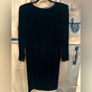 Stunning and true Liz Claiborne Black Long Sleeve Plush Velvet Dress